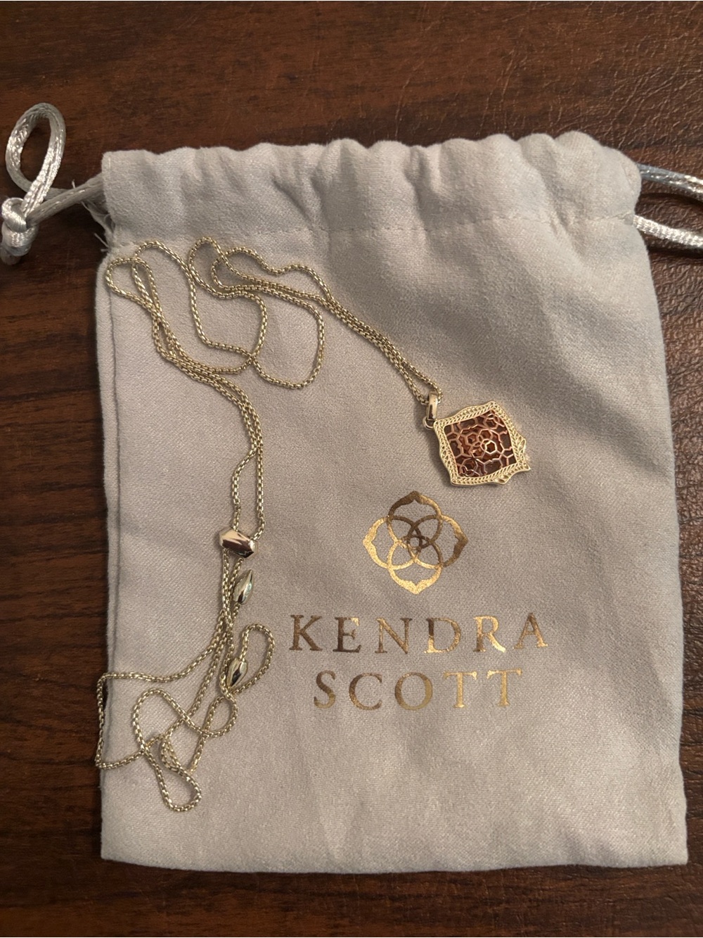 Delicate Two Tone Kendra Scott Filigree Pendant Necklace